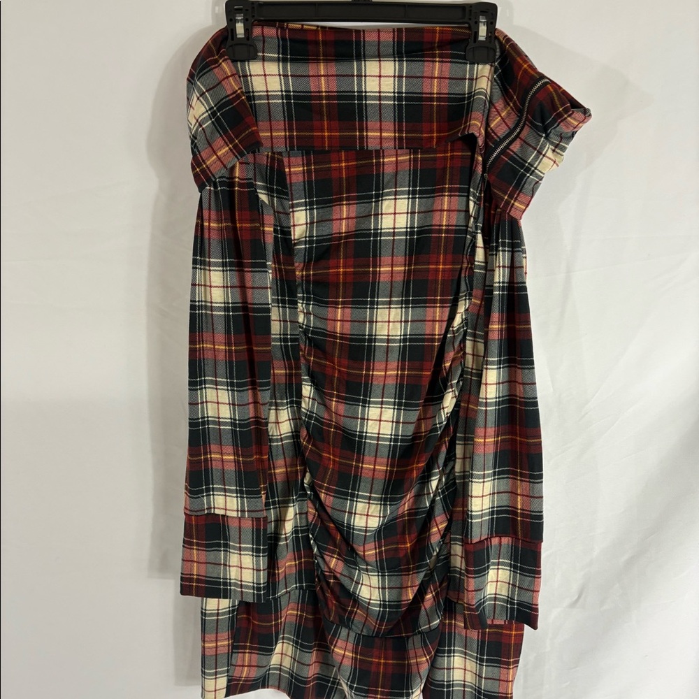 Red Black and White Plaid Print Bodycon Dress